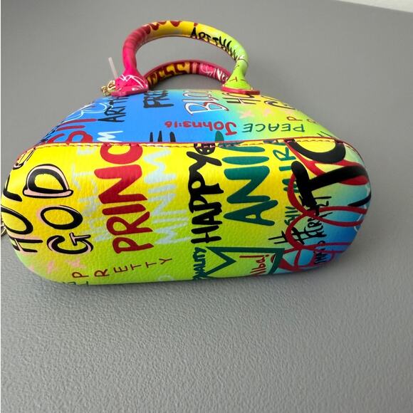 Neon Colors Graffiti Print Small Crossbody/Handbag, Structured, Versitile - Picture 6 of 9
